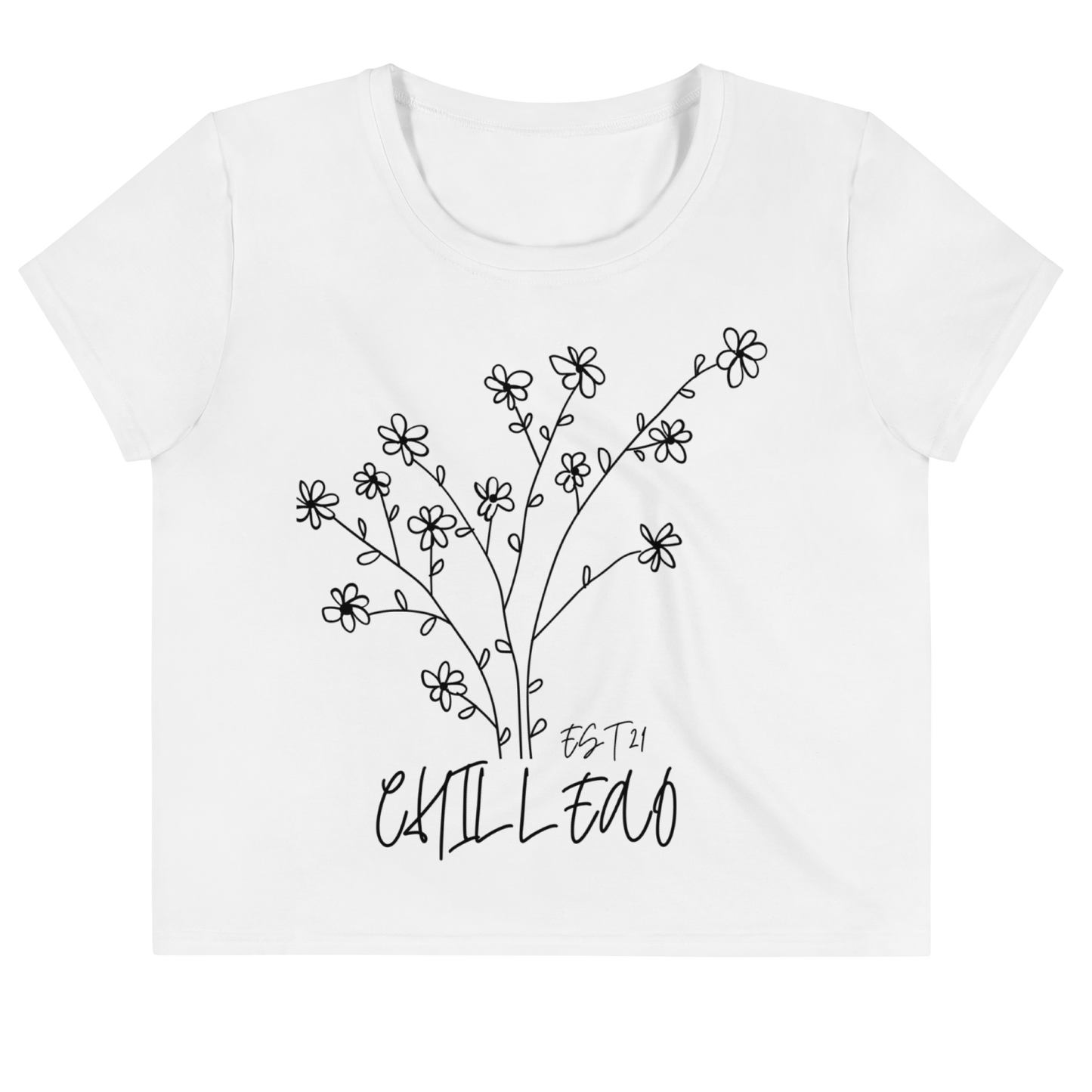 CHILLEAO "FLORERO" WHITE UNISEX CROP TEE