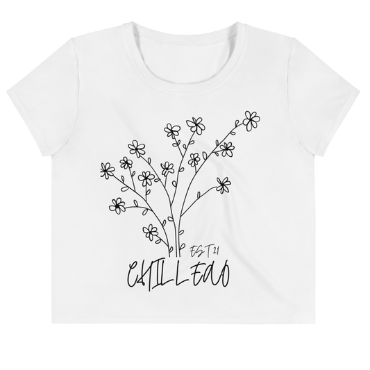 CHILLEAO "FLORERO" WHITE UNISEX CROP TEE